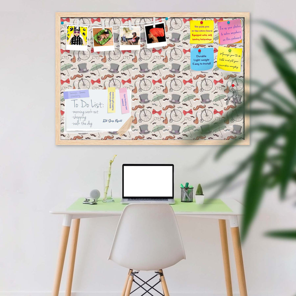 Vintage Retro Objects Bulletin Board Notice Pin Board Soft Board | Framed