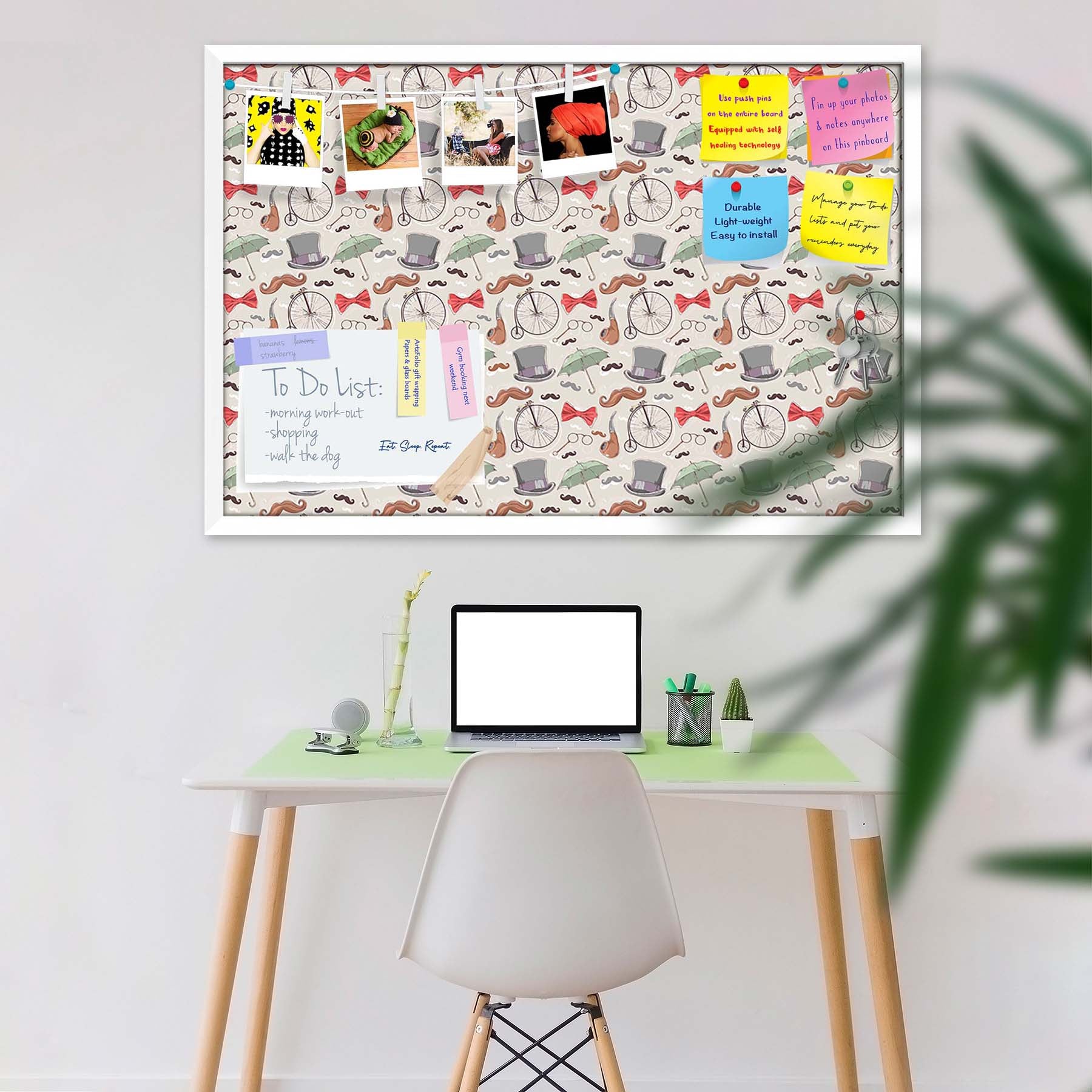 Vintage Retro Objects Bulletin Board Notice Pin Board Soft Board | Framed