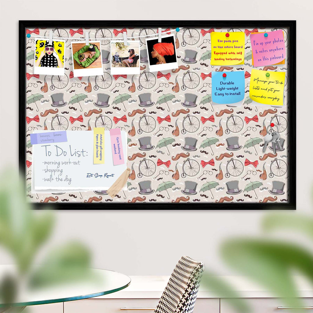 Vintage Retro Objects Bulletin Board Notice Pin Board Soft Board | Framed