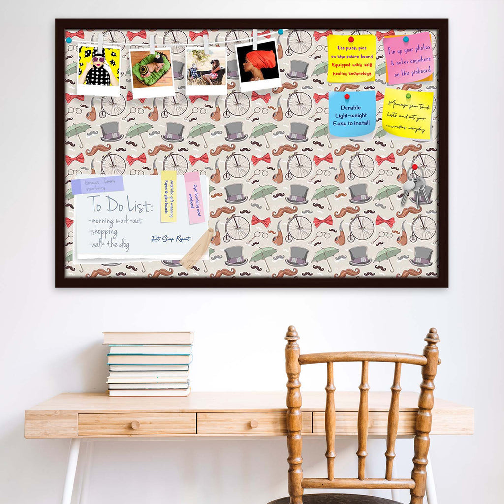 Vintage Retro Objects Bulletin Board Notice Pin Board Soft Board | Framed