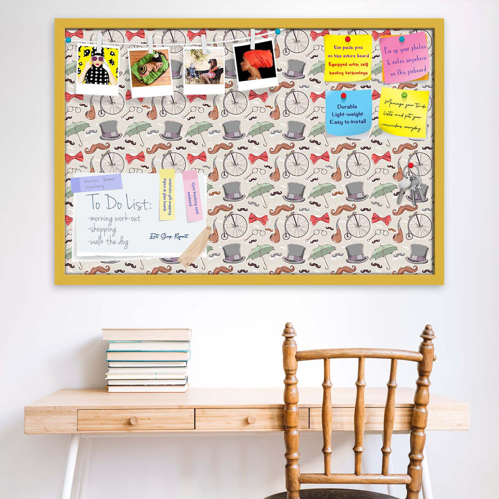Vintage Retro Objects Bulletin Board Notice Pin Board Soft Board | Framed