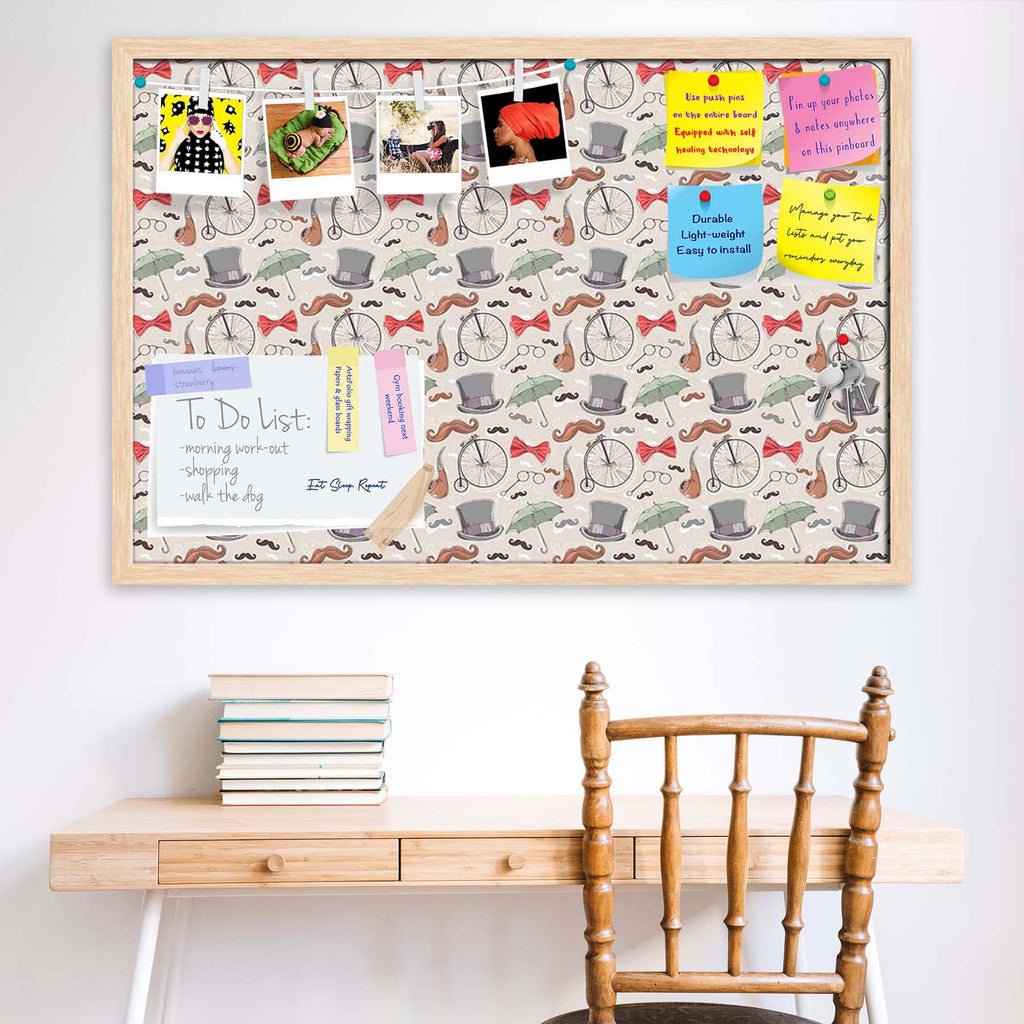 Vintage Retro Objects Bulletin Board Notice Pin Board Soft Board | Framed