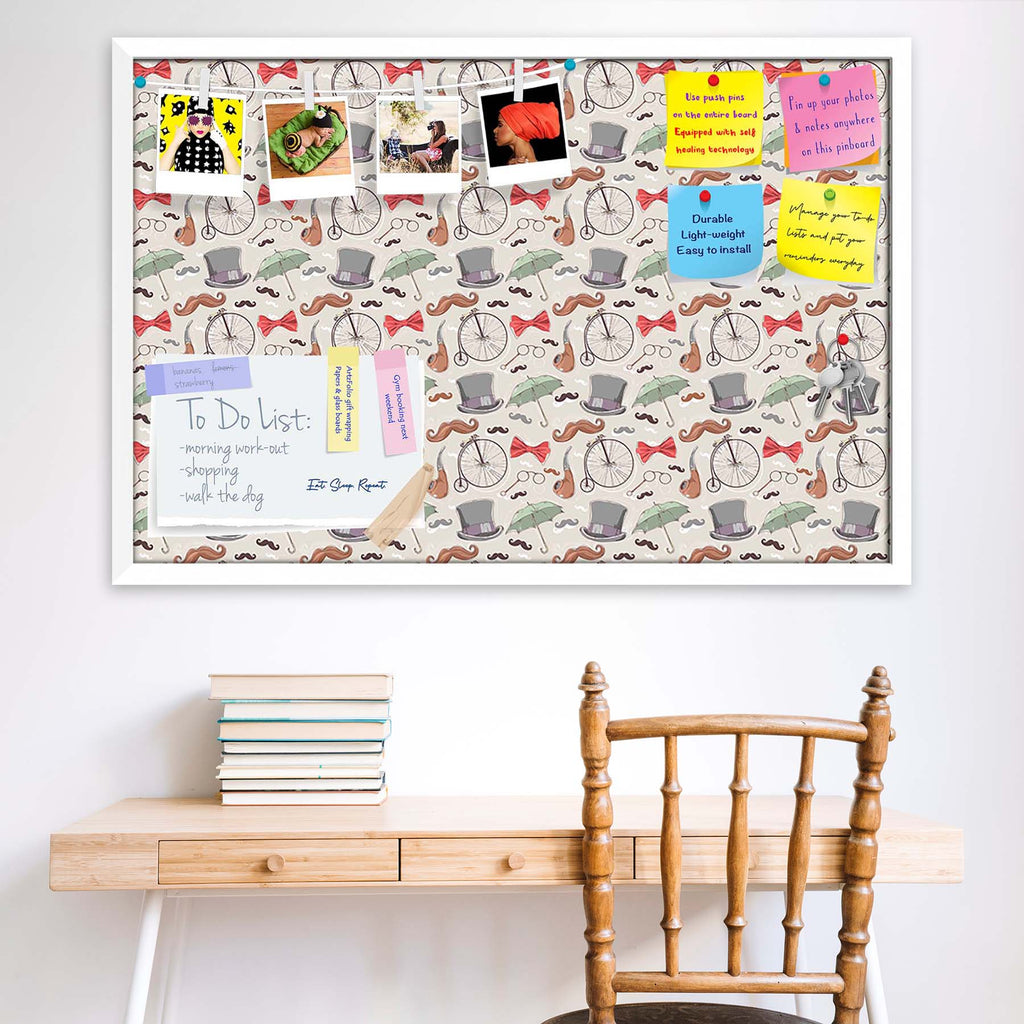 Vintage Retro Objects Bulletin Board Notice Pin Board Soft Board | Framed