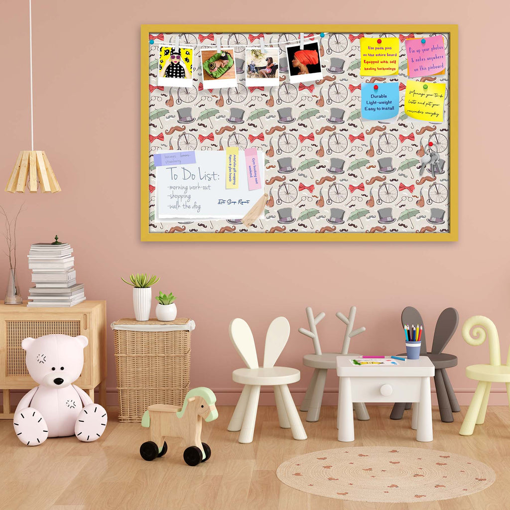 Vintage Retro Objects Bulletin Board Notice Pin Board Soft Board | Framed
