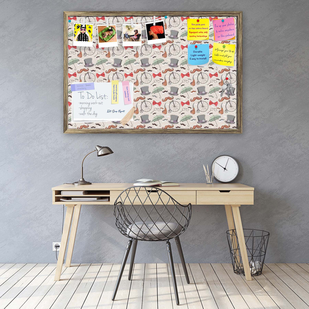 Vintage Retro Objects Bulletin Board Notice Pin Board Soft Board | Framed