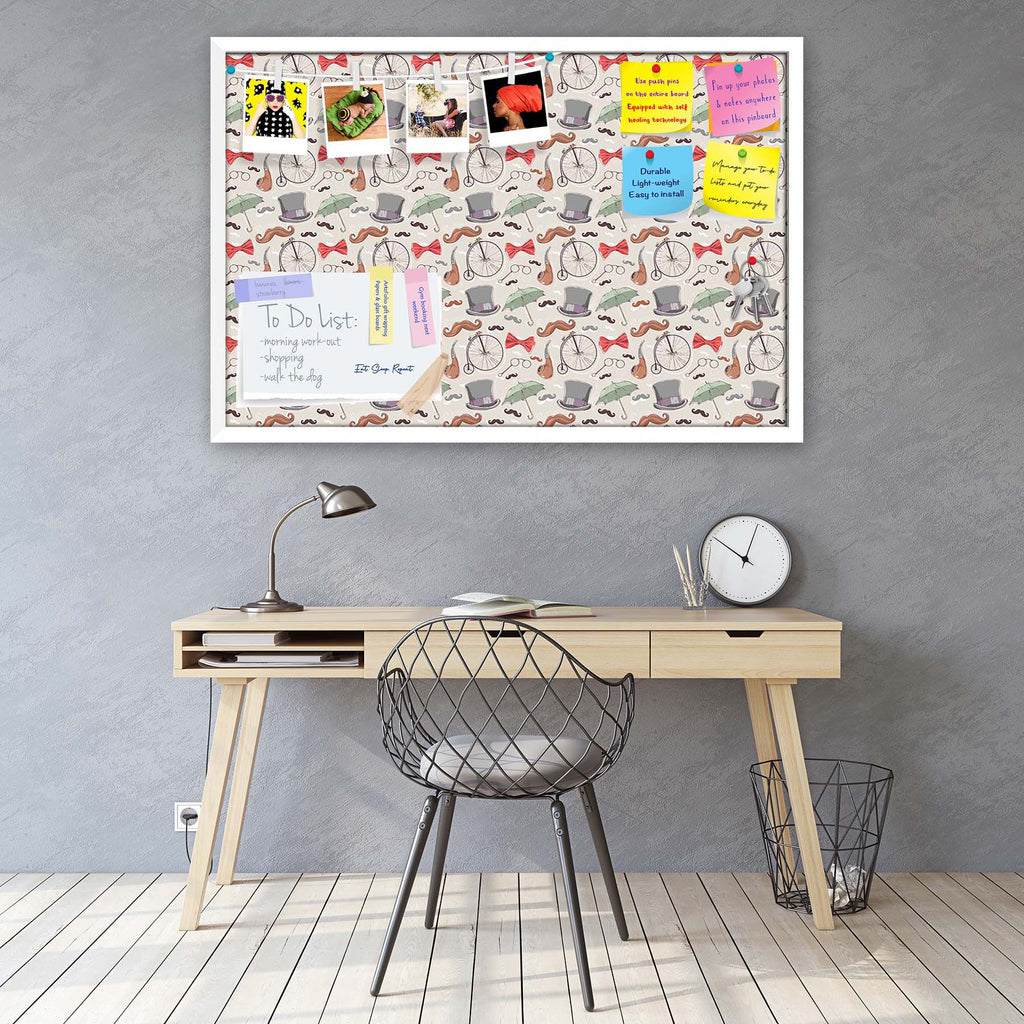 Vintage Retro Objects Bulletin Board Notice Pin Board Soft Board | Framed