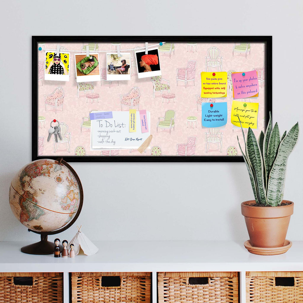 Antique Armchairs Bulletin Board Notice Pin Board Soft Board | Framed