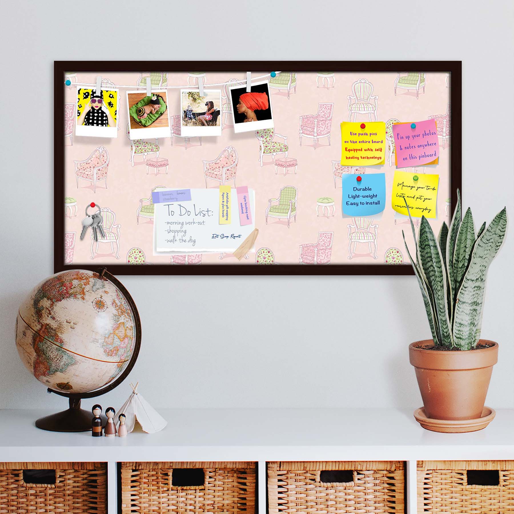 Antique Armchairs Bulletin Board Notice Pin Board Soft Board | Framed