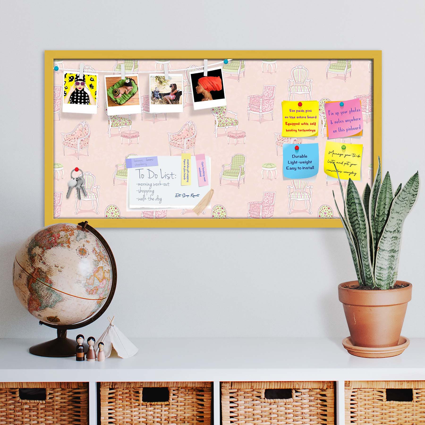 Antique Armchairs Bulletin Board Notice Pin Board Soft Board | Framed