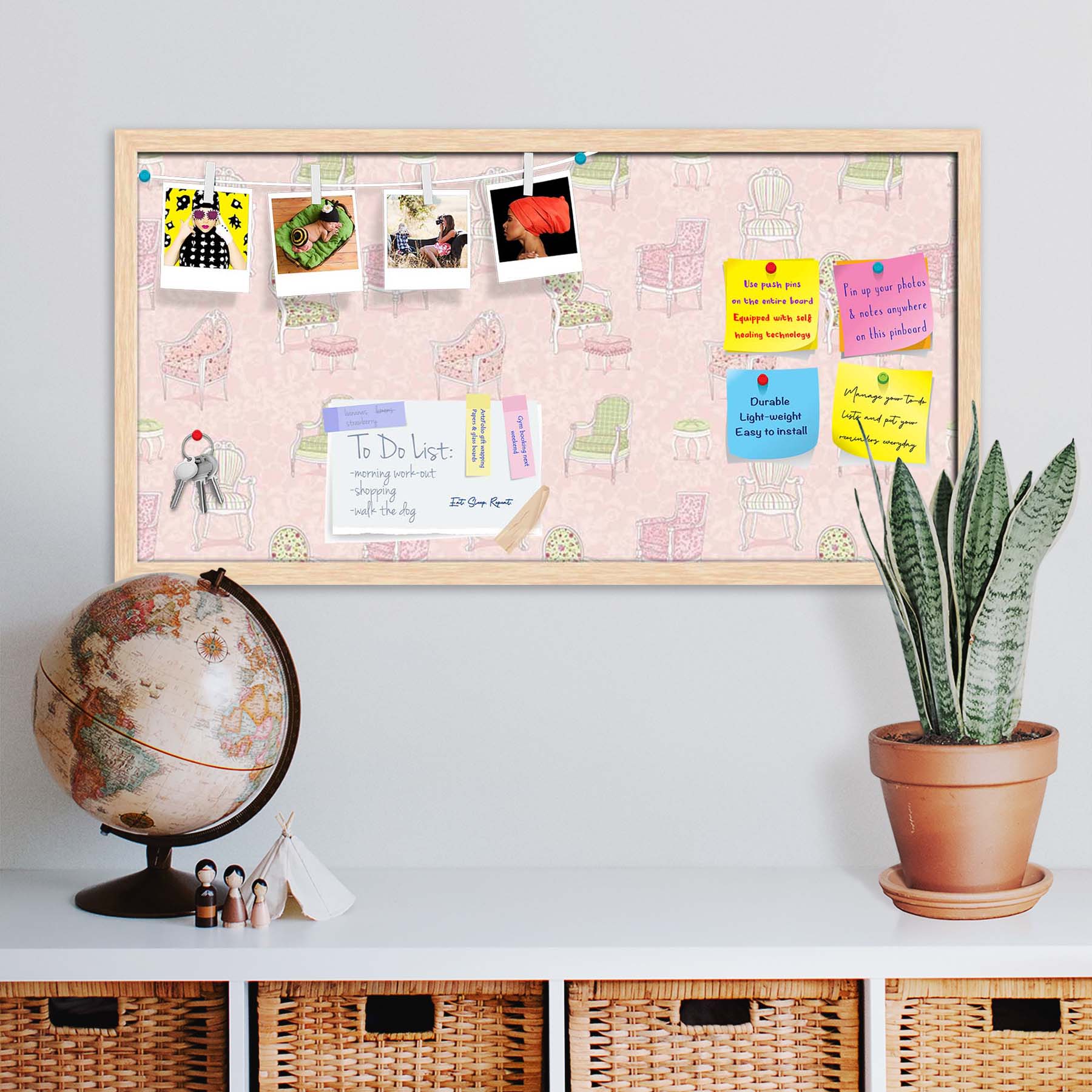 Antique Armchairs Bulletin Board Notice Pin Board Soft Board | Framed