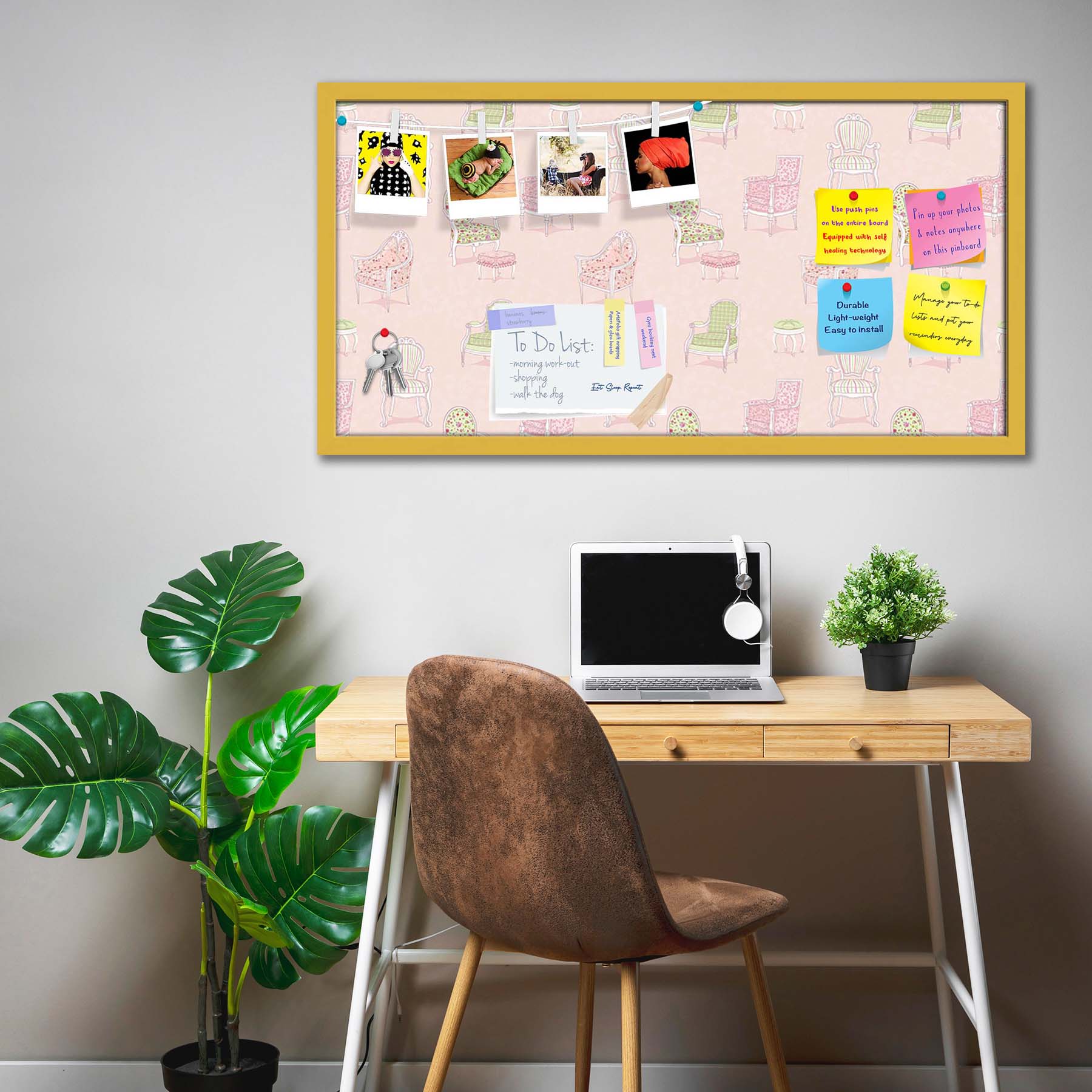 Antique Armchairs Bulletin Board Notice Pin Board Soft Board | Framed