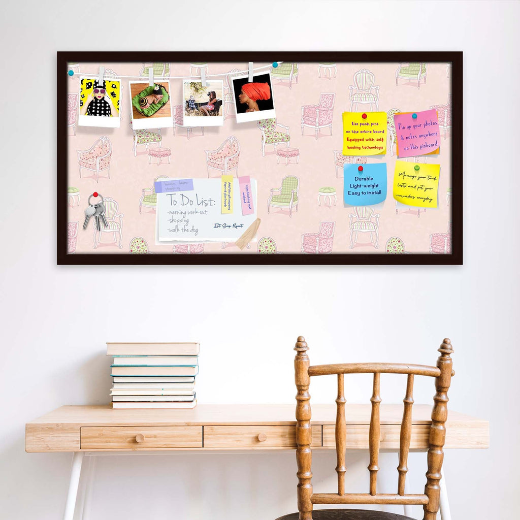 Antique Armchairs Bulletin Board Notice Pin Board Soft Board | Framed