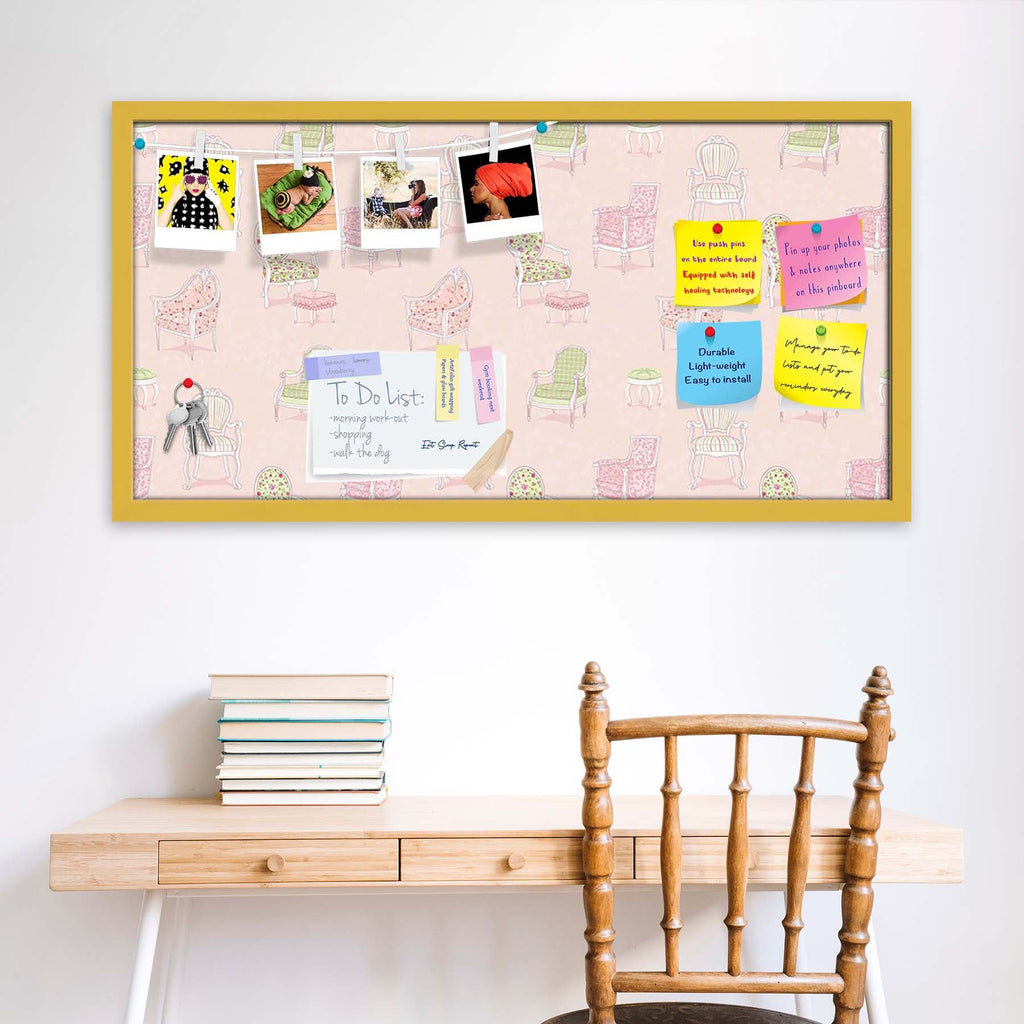 Antique Armchairs Bulletin Board Notice Pin Board Soft Board | Framed