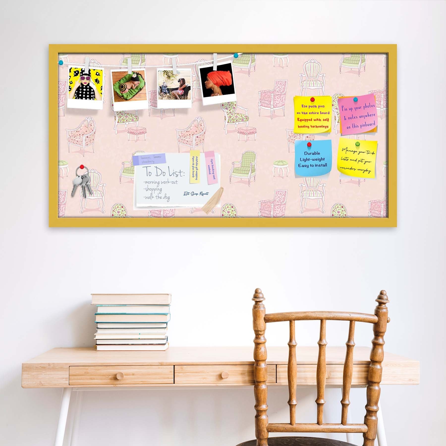 Antique Armchairs Bulletin Board Notice Pin Board Soft Board | Framed