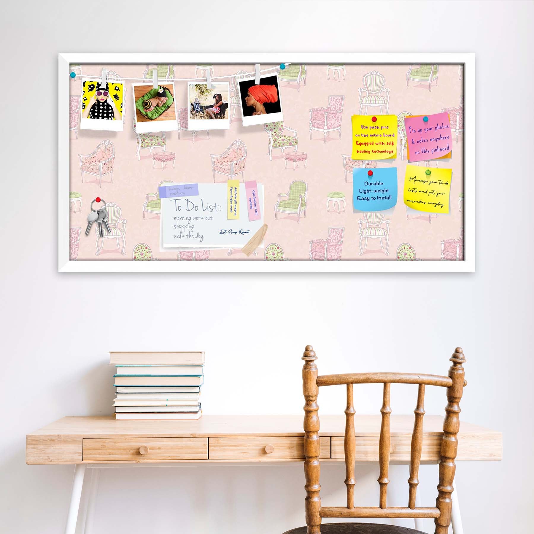 Antique Armchairs Bulletin Board Notice Pin Board Soft Board | Framed