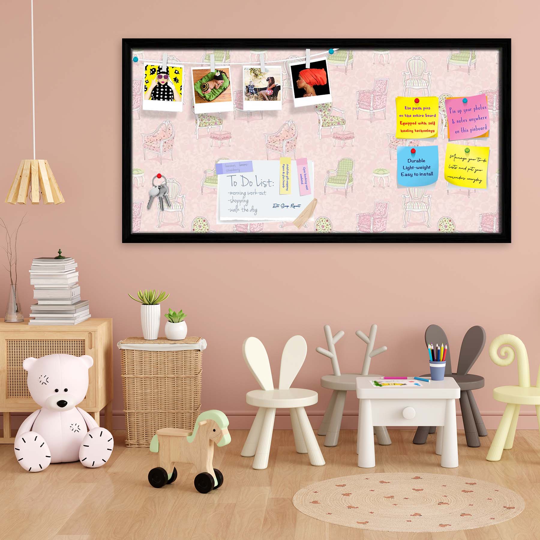 Antique Armchairs Bulletin Board Notice Pin Board Soft Board | Framed