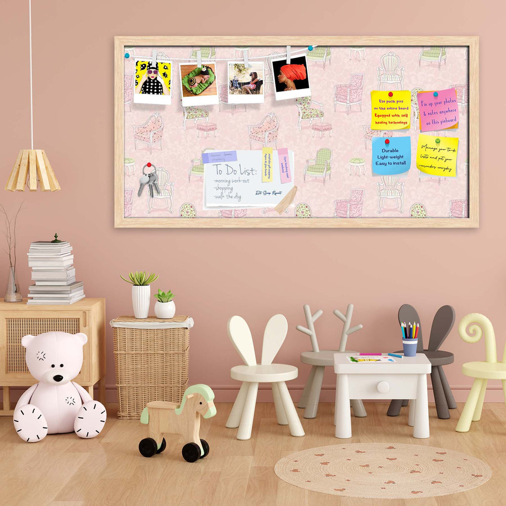 Antique Armchairs Bulletin Board Notice Pin Board Soft Board | Framed