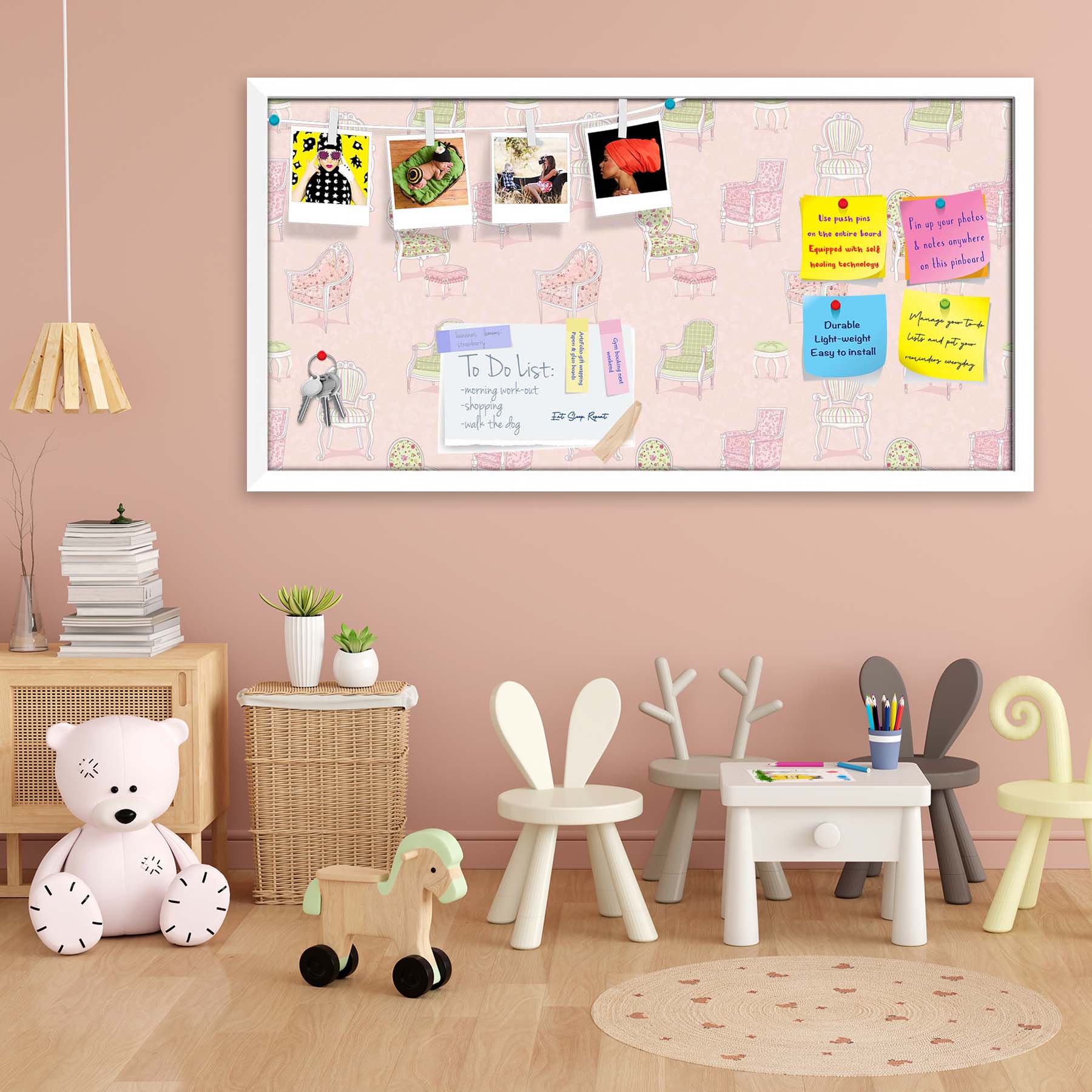 Antique Armchairs Bulletin Board Notice Pin Board Soft Board | Framed