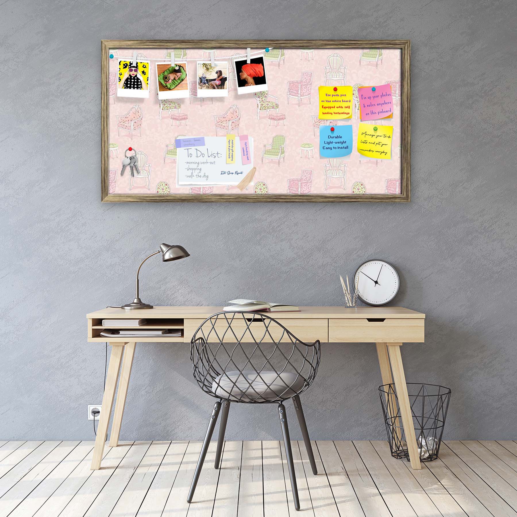 Antique Armchairs Bulletin Board Notice Pin Board Soft Board | Framed