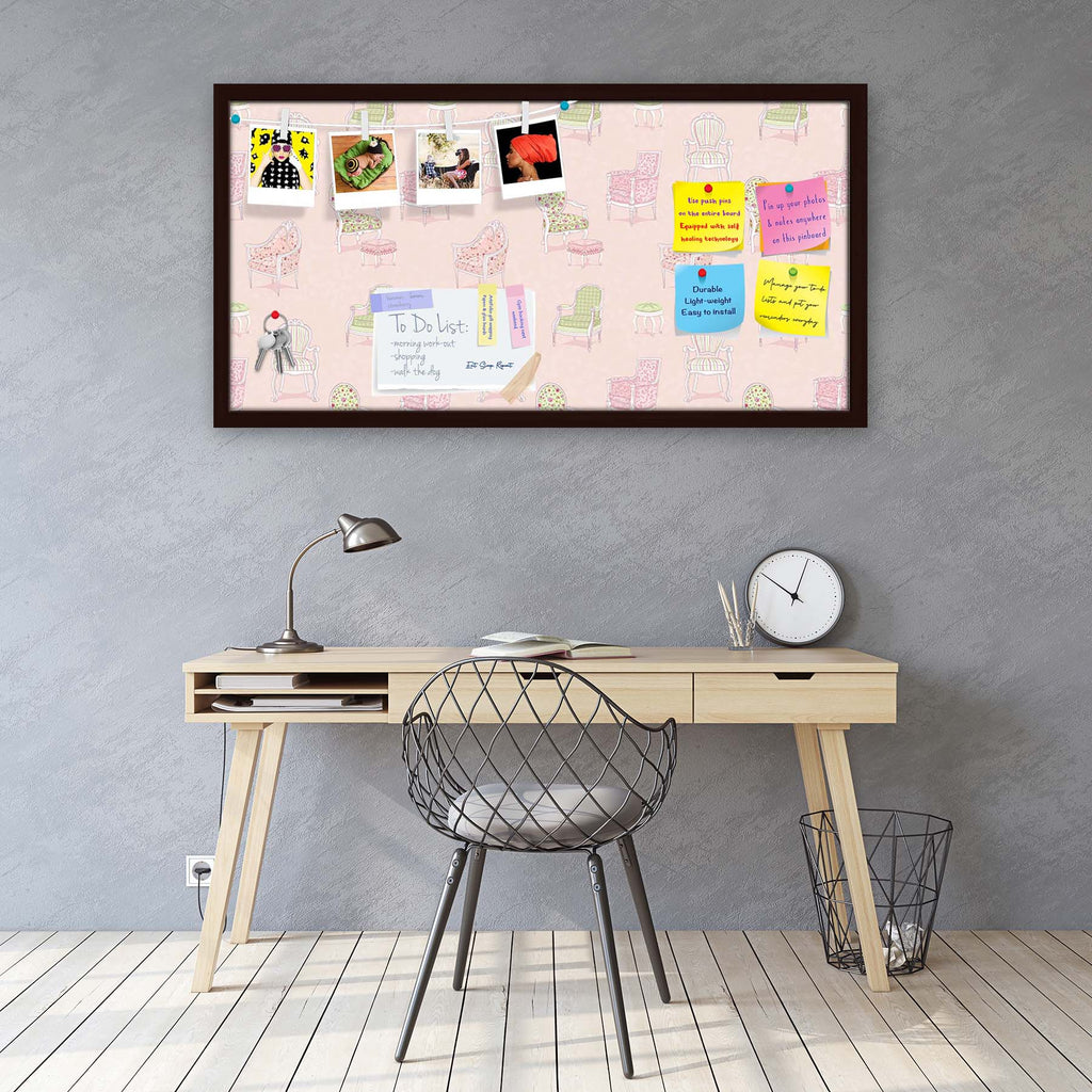 Antique Armchairs Bulletin Board Notice Pin Board Soft Board | Framed