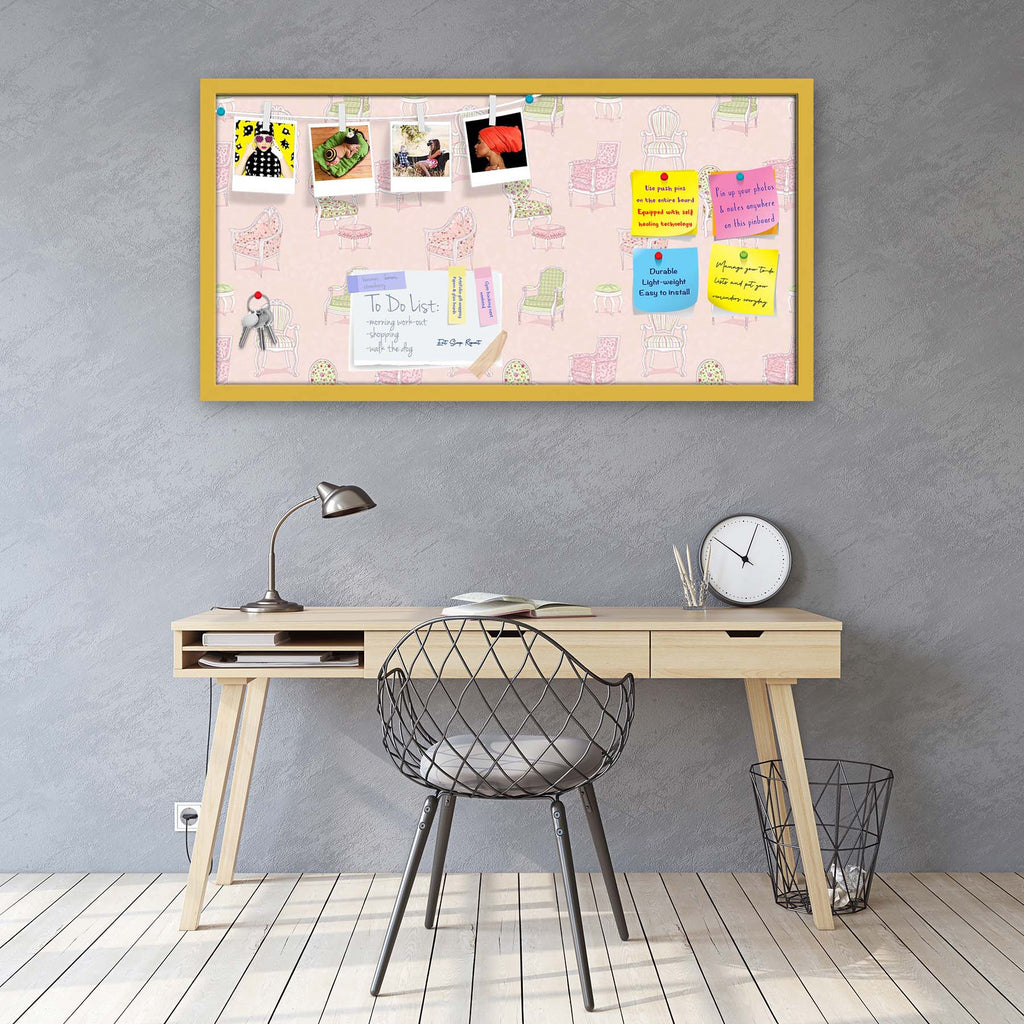 Antique Armchairs Bulletin Board Notice Pin Board Soft Board | Framed
