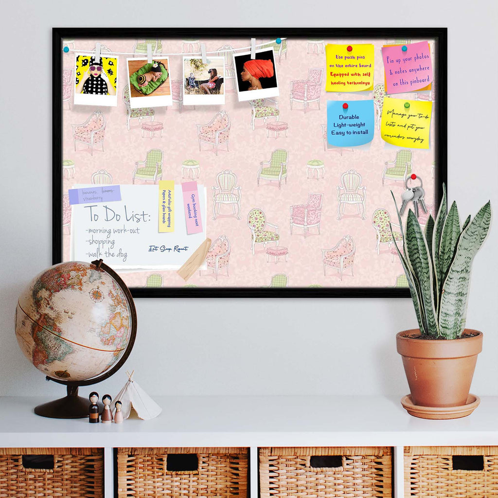 Antique Armchairs Bulletin Board Notice Pin Board Soft Board | Framed