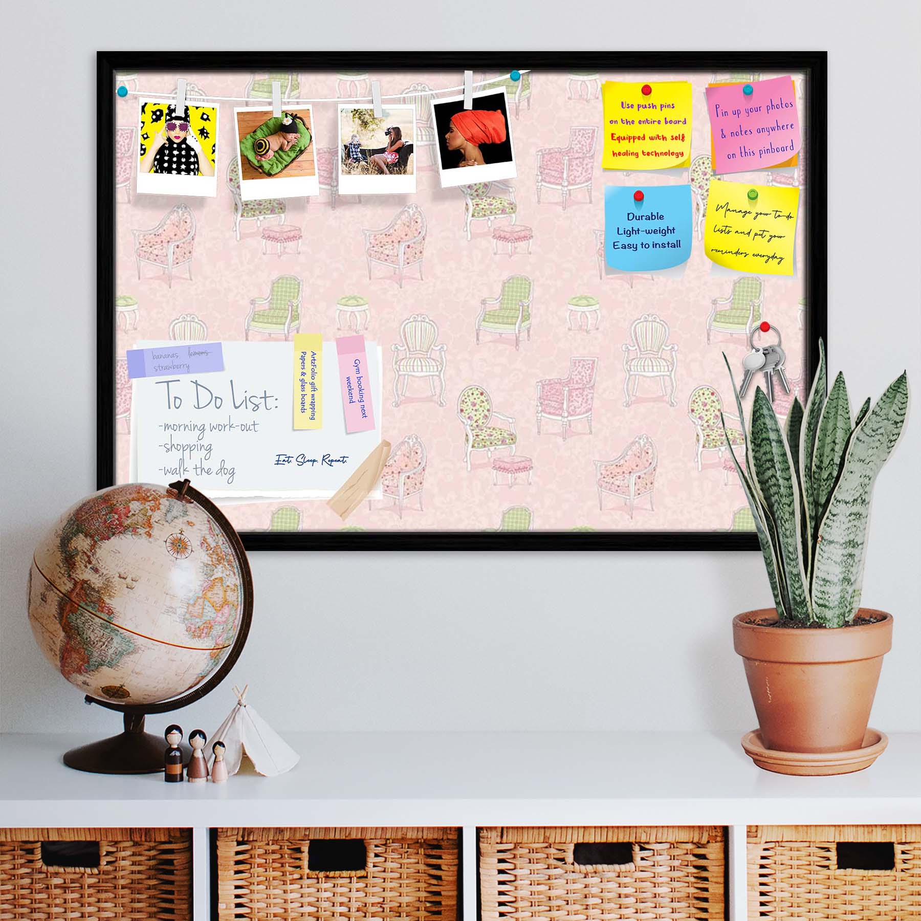Antique Armchairs Bulletin Board Notice Pin Board Soft Board | Framed