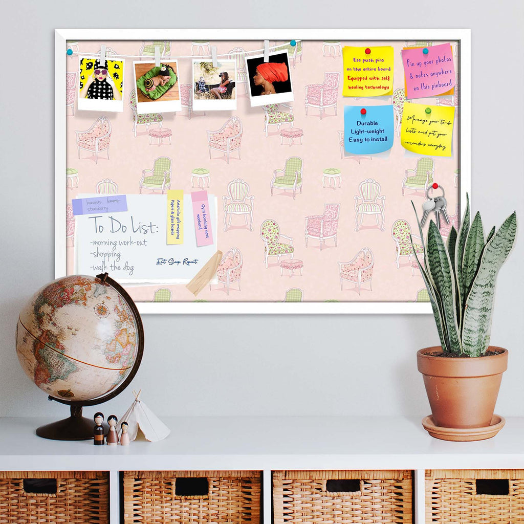 Antique Armchairs Bulletin Board Notice Pin Board Soft Board | Framed