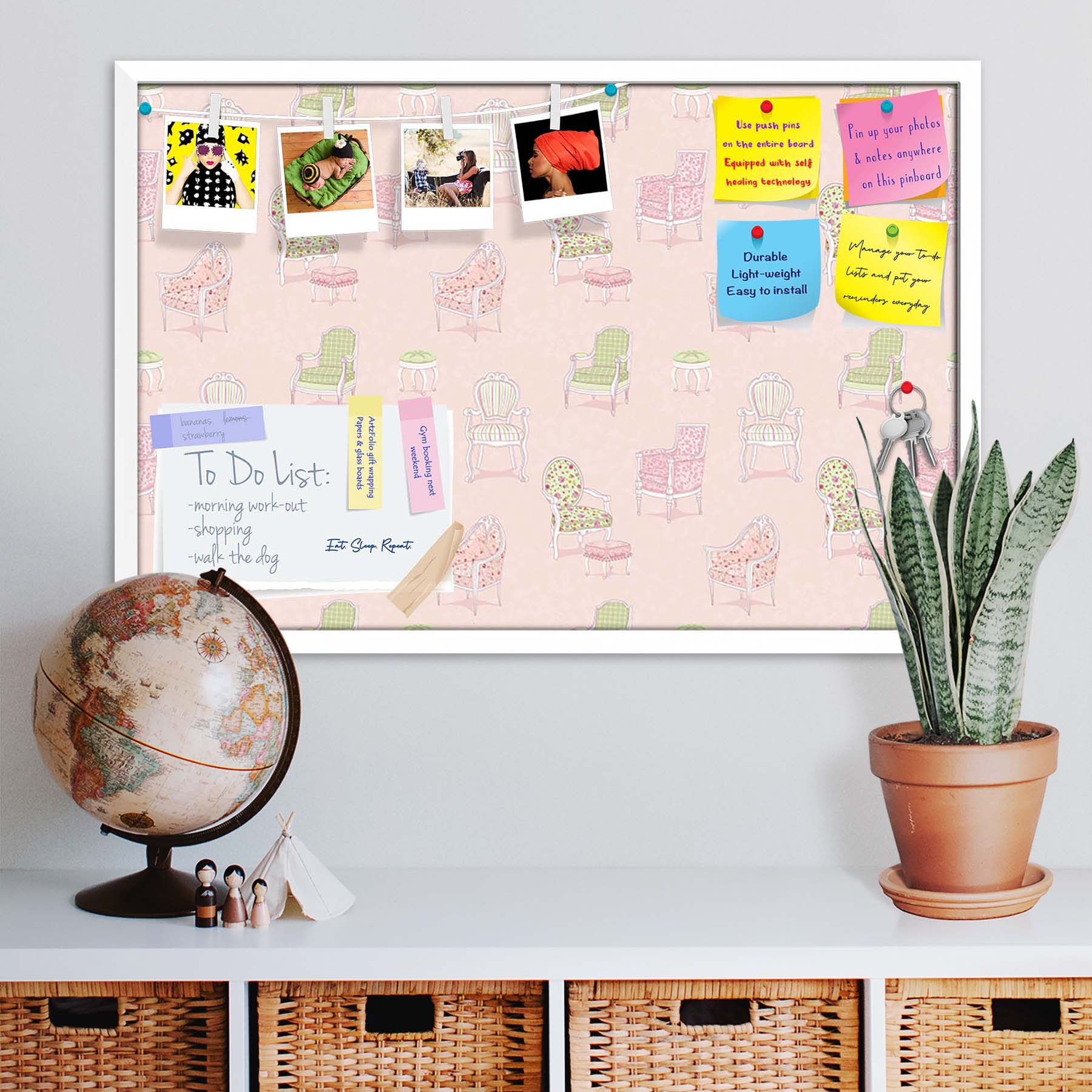 Antique Armchairs Bulletin Board Notice Pin Board Soft Board | Framed