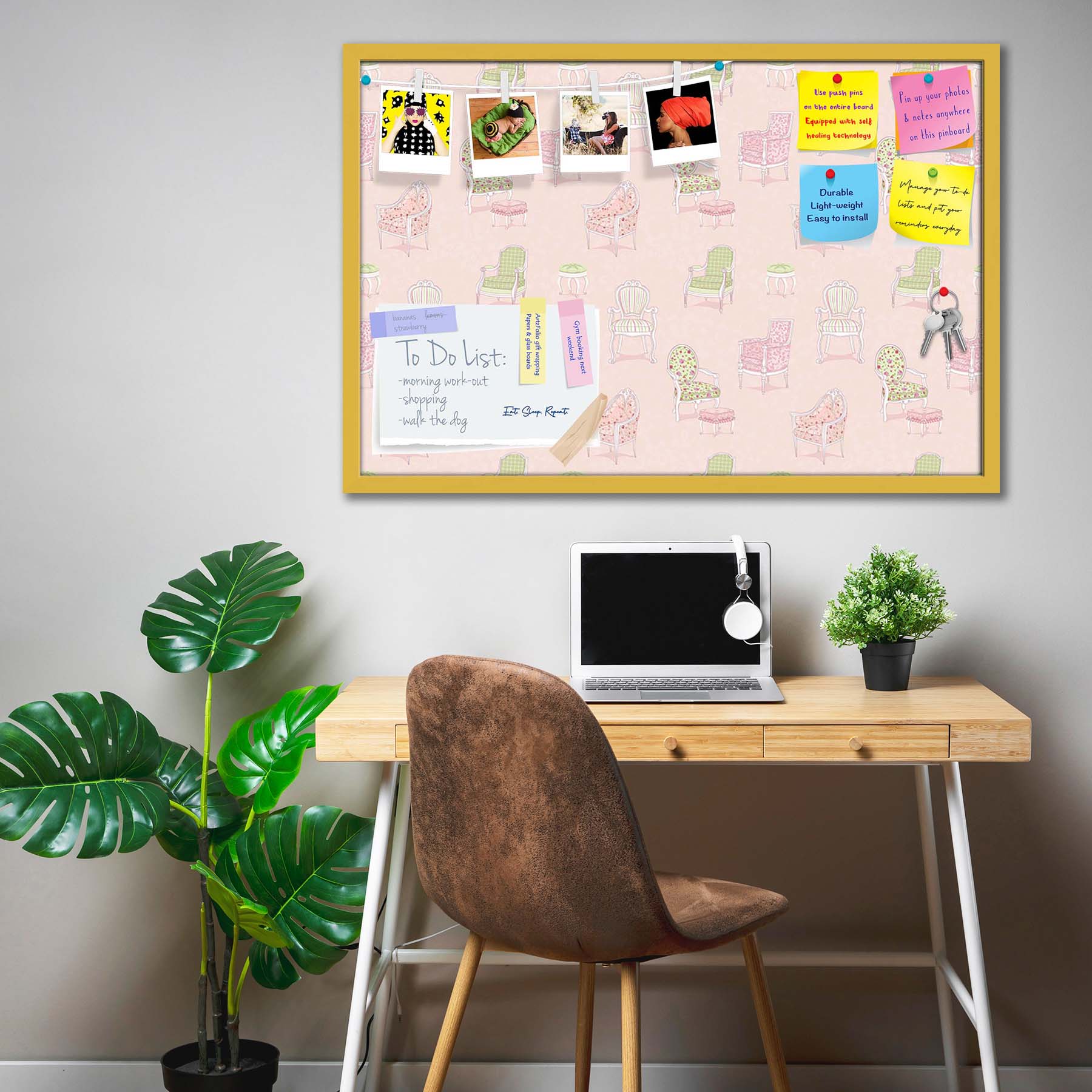 Antique Armchairs Bulletin Board Notice Pin Board Soft Board | Framed