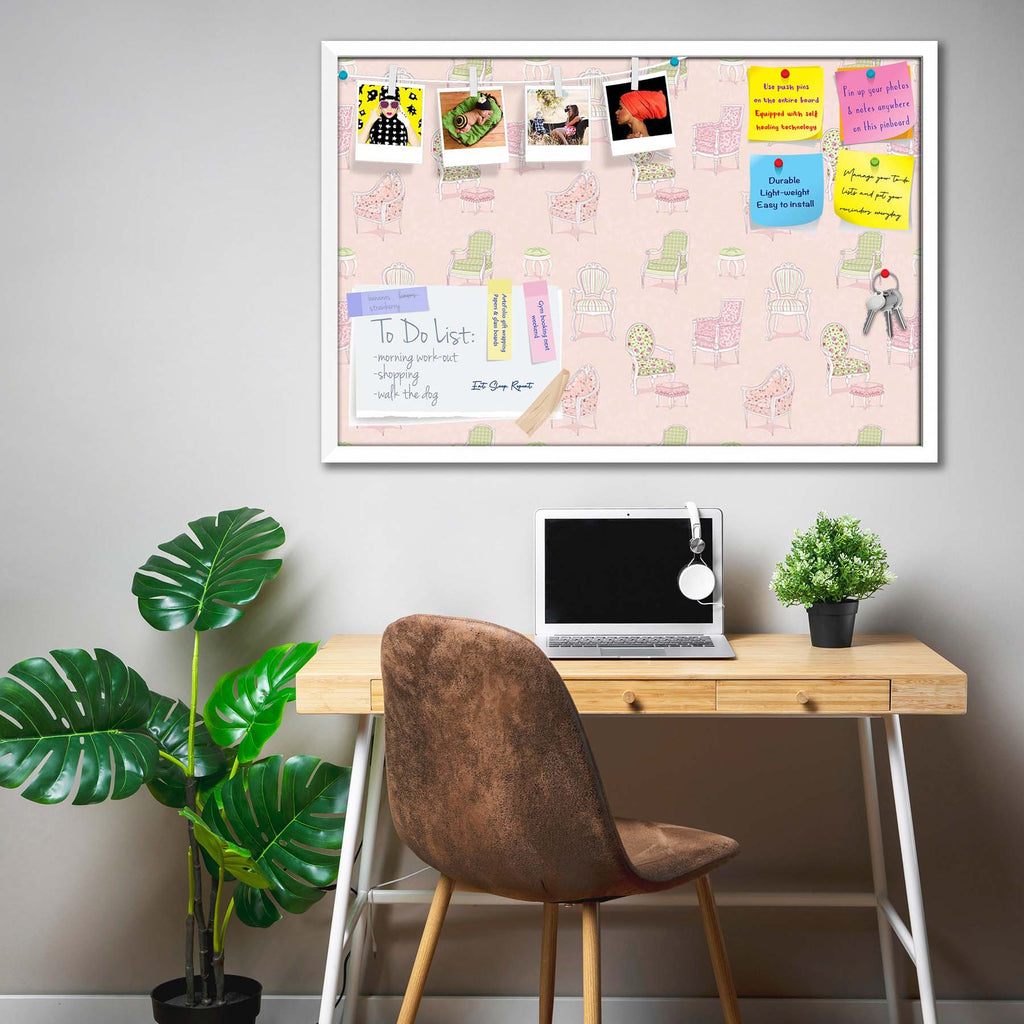 Antique Armchairs Bulletin Board Notice Pin Board Soft Board | Framed