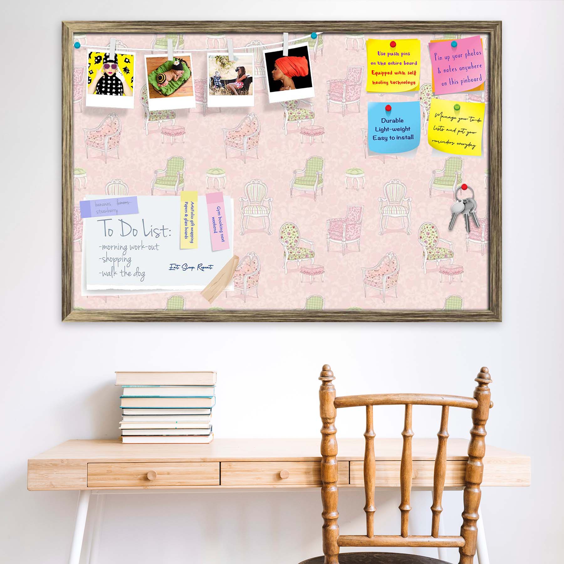 Antique Armchairs Bulletin Board Notice Pin Board Soft Board | Framed