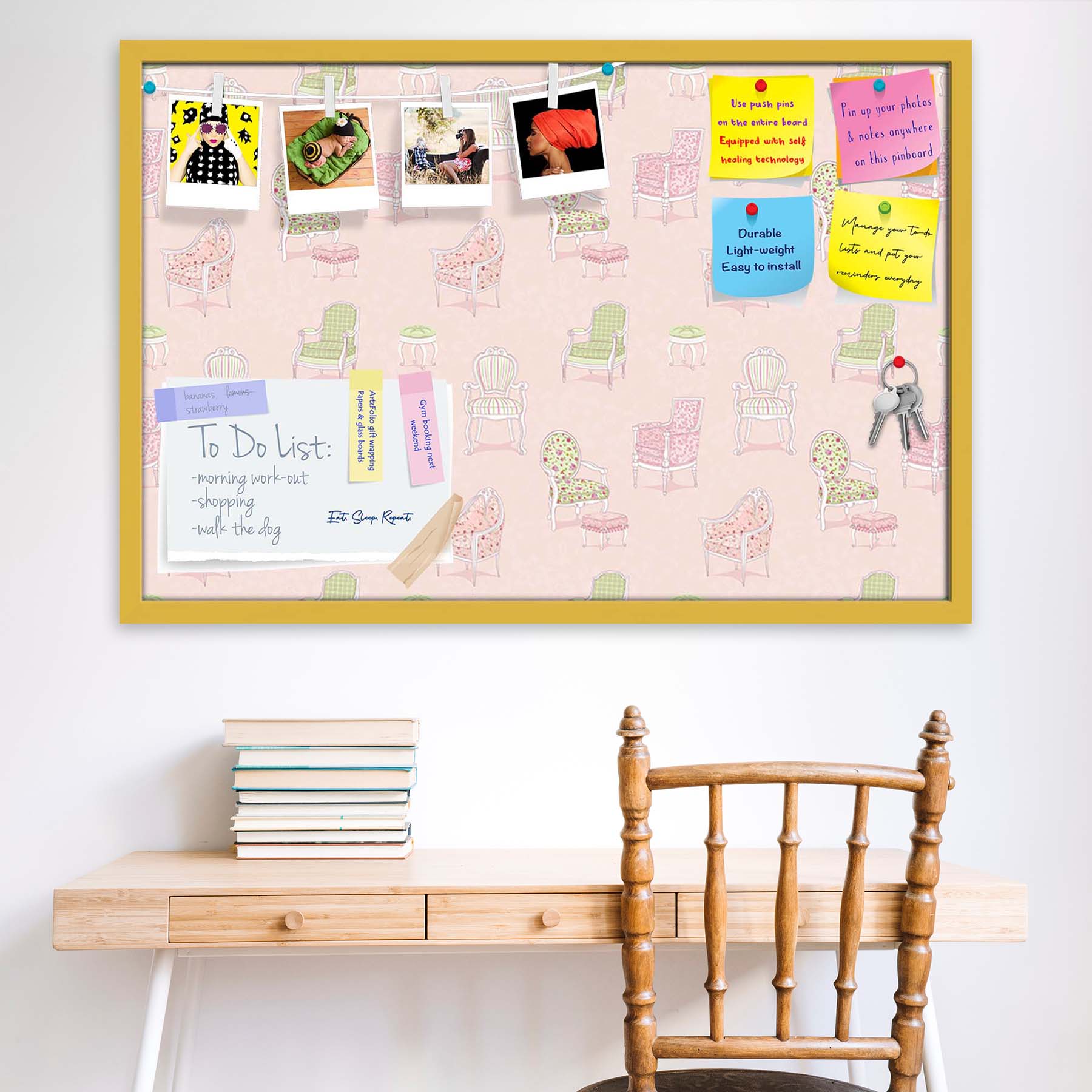 Antique Armchairs Bulletin Board Notice Pin Board Soft Board | Framed