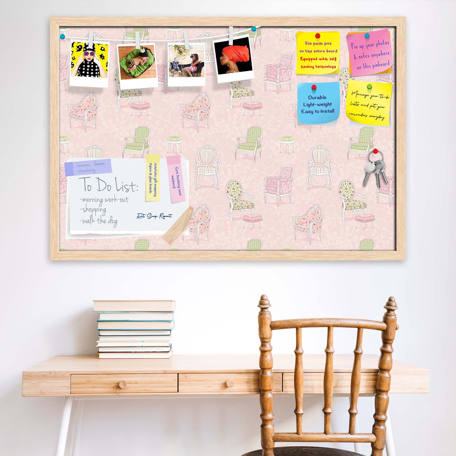 Antique Armchairs Bulletin Board Notice Pin Board Soft Board | Framed