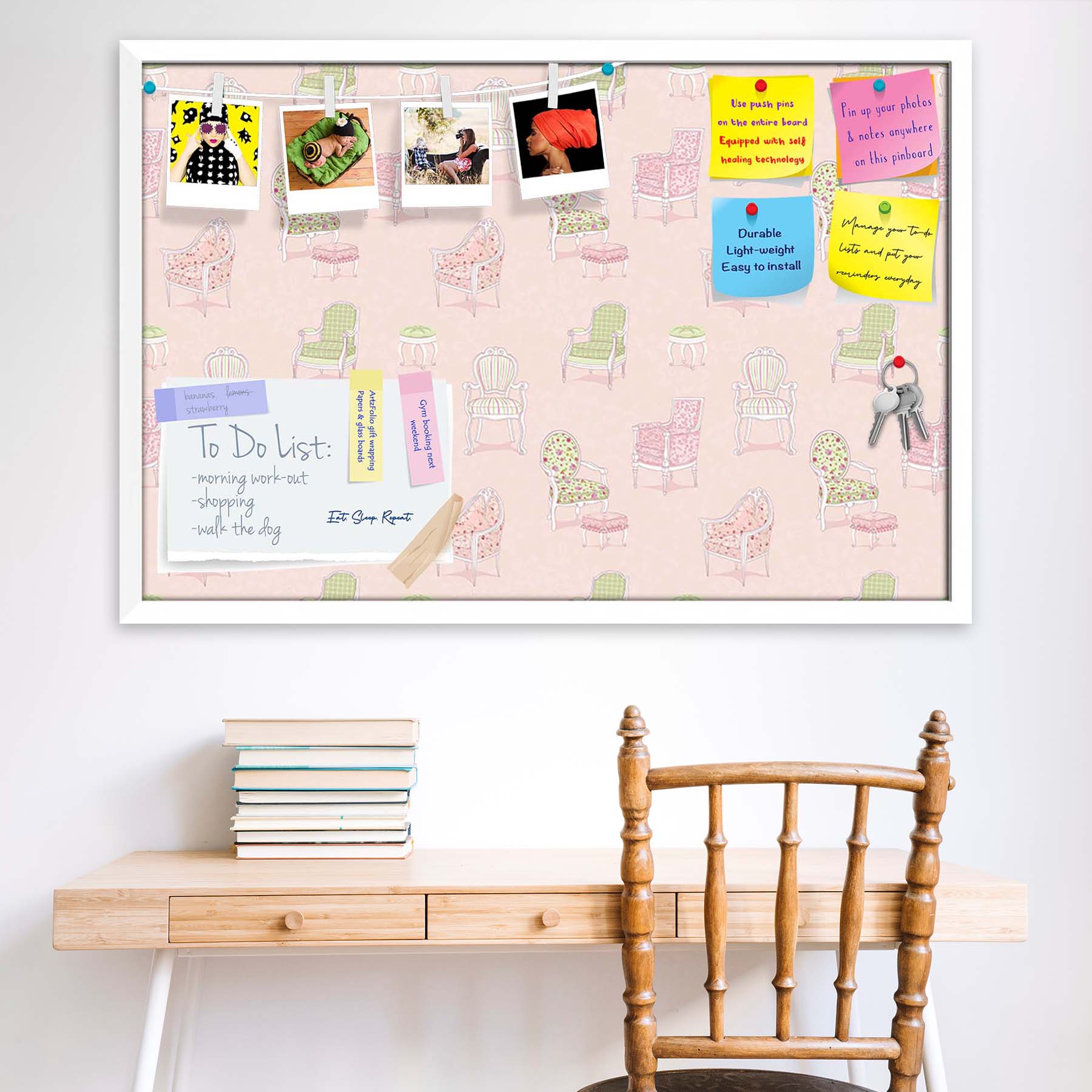 Antique Armchairs Bulletin Board Notice Pin Board Soft Board | Framed