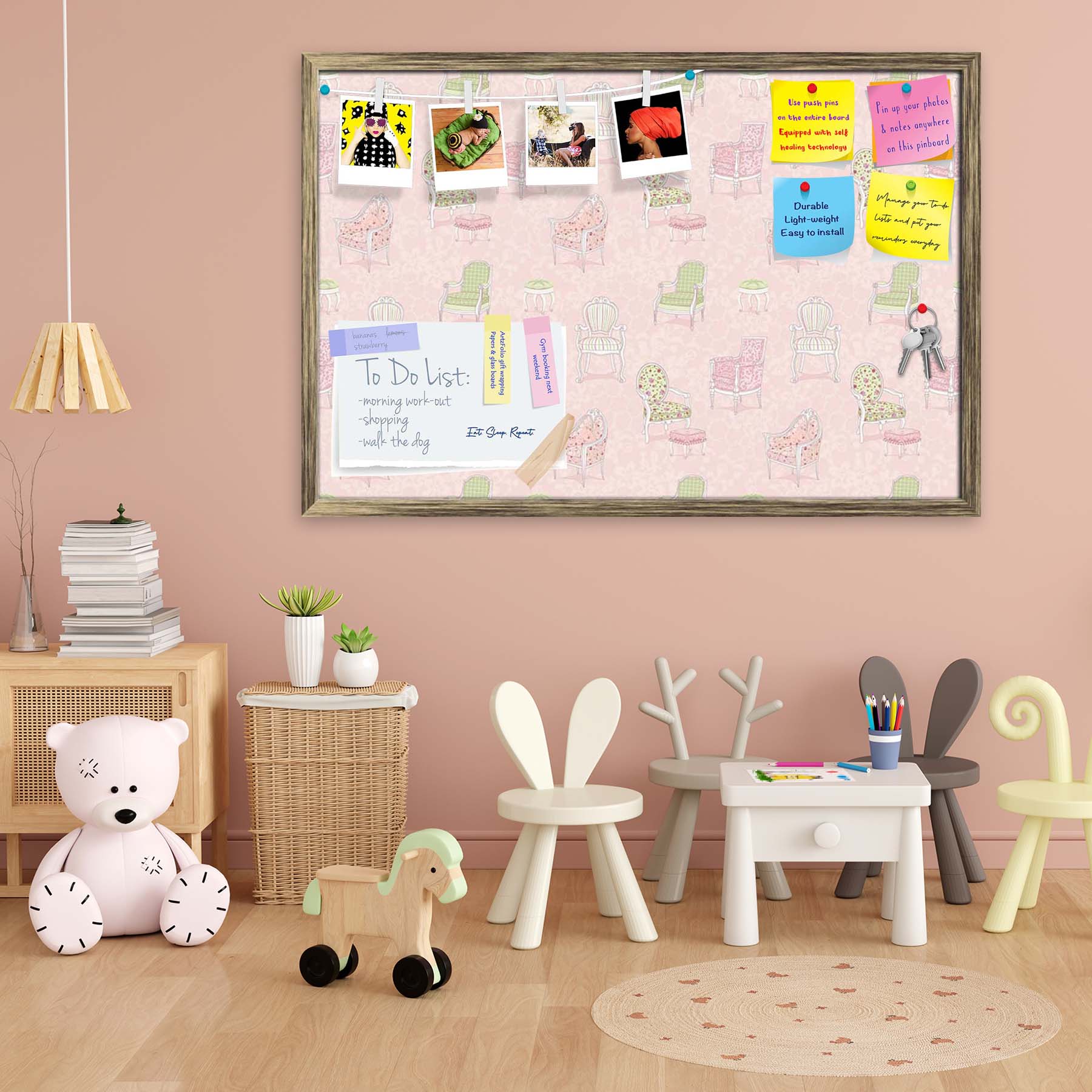 Antique Armchairs Bulletin Board Notice Pin Board Soft Board | Framed