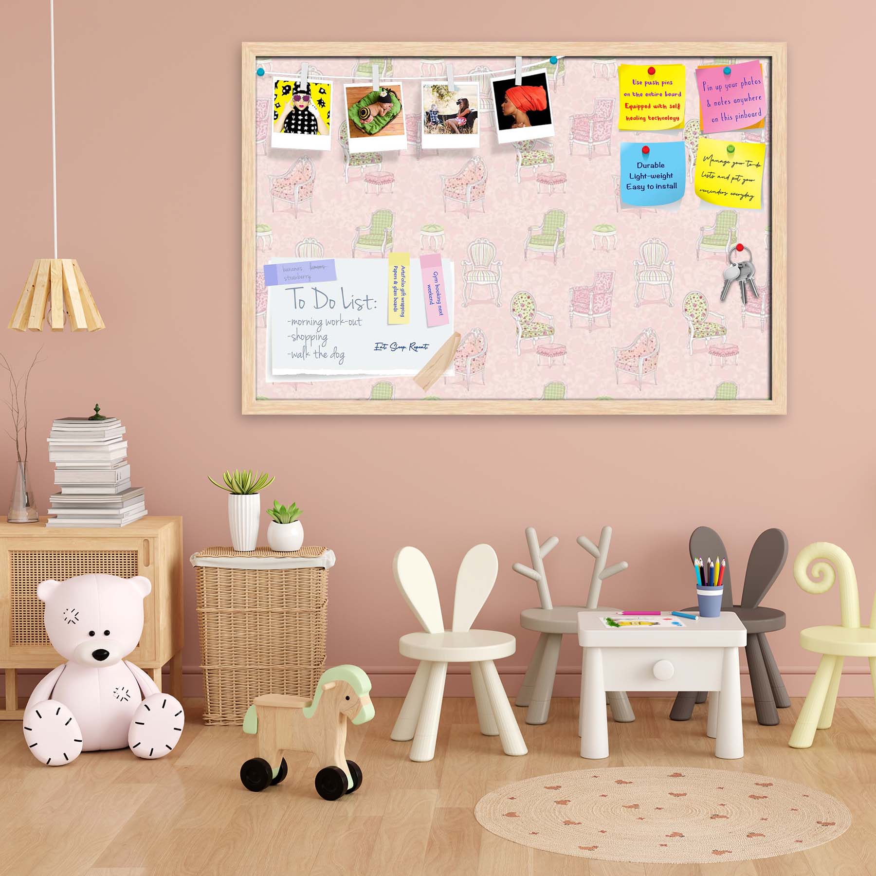 Antique Armchairs Bulletin Board Notice Pin Board Soft Board | Framed