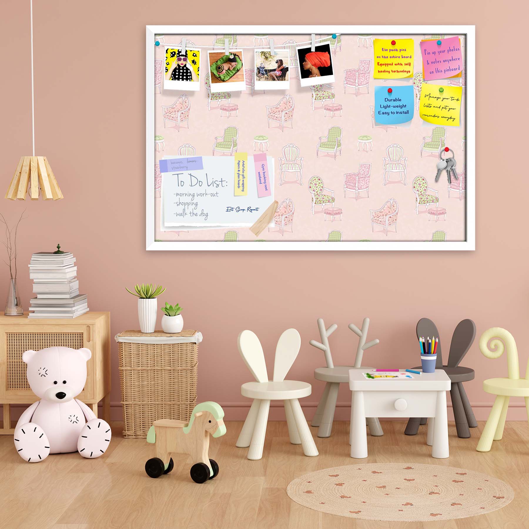 Antique Armchairs Bulletin Board Notice Pin Board Soft Board | Framed