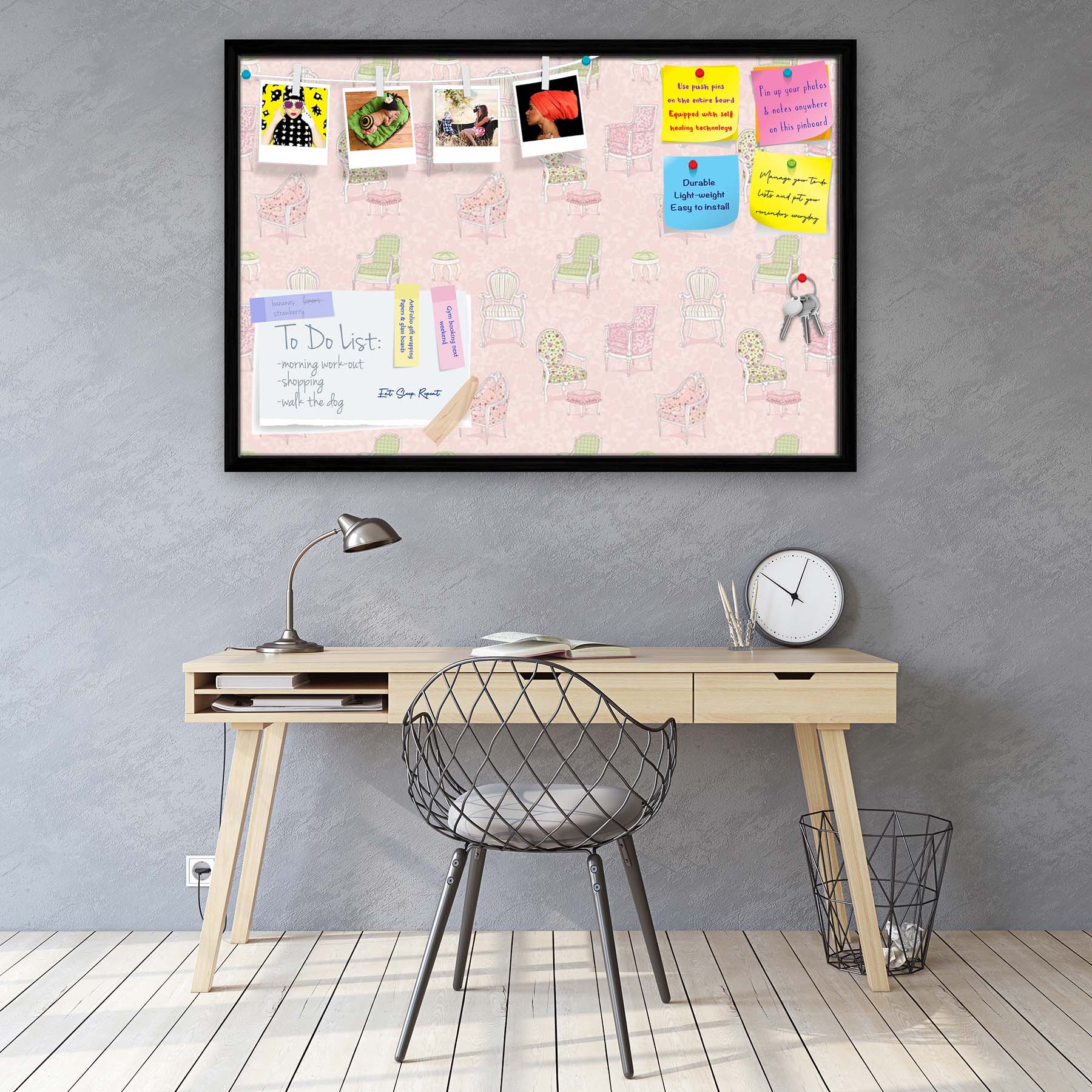 Antique Armchairs Bulletin Board Notice Pin Board Soft Board | Framed