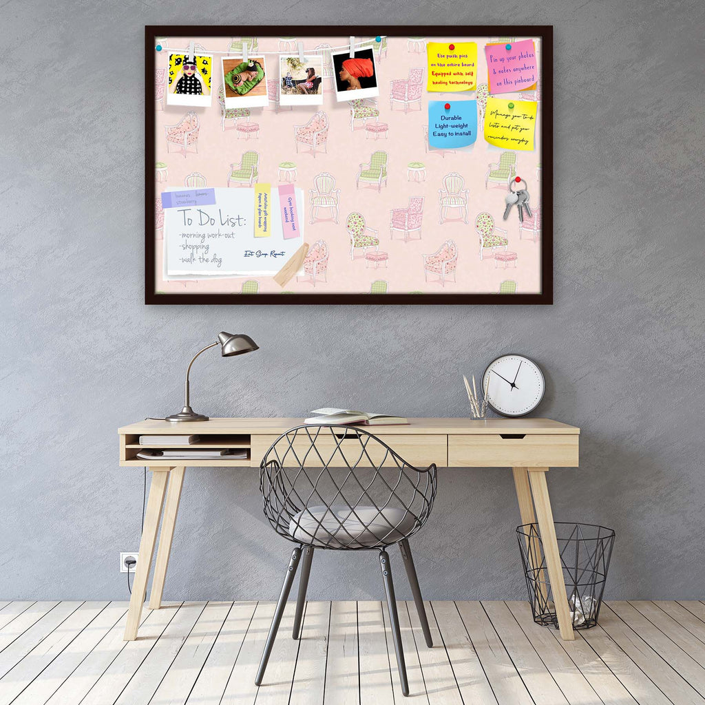 Antique Armchairs Bulletin Board Notice Pin Board Soft Board | Framed