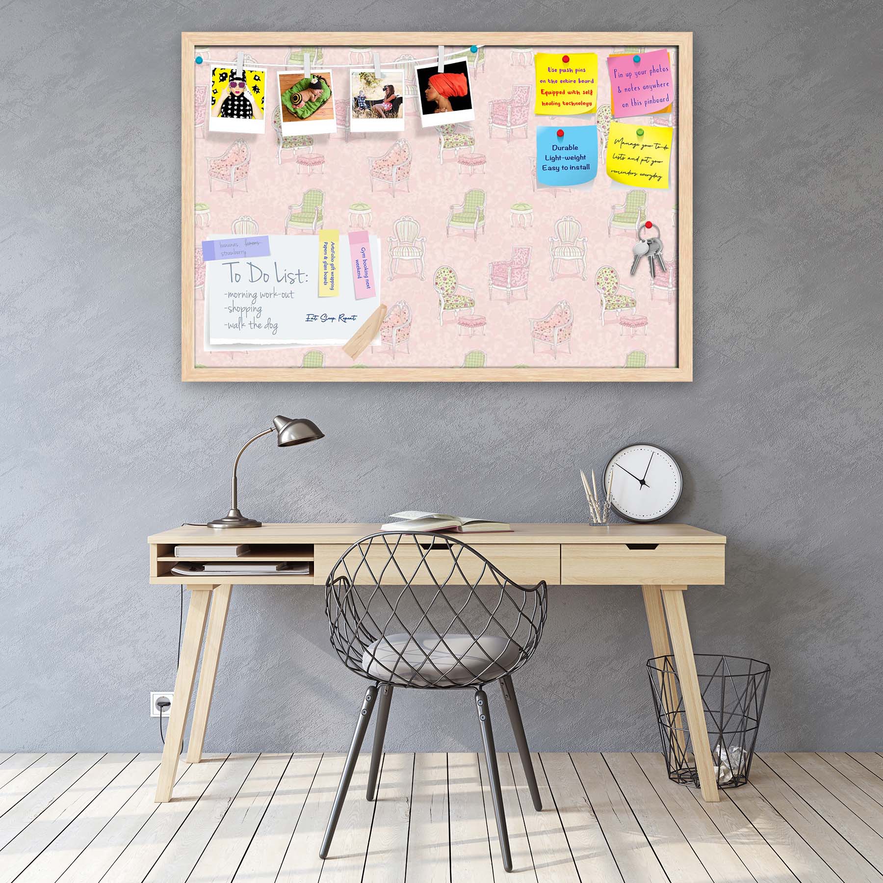 Antique Armchairs Bulletin Board Notice Pin Board Soft Board | Framed