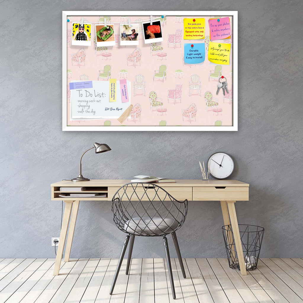 Antique Armchairs Bulletin Board Notice Pin Board Soft Board | Framed