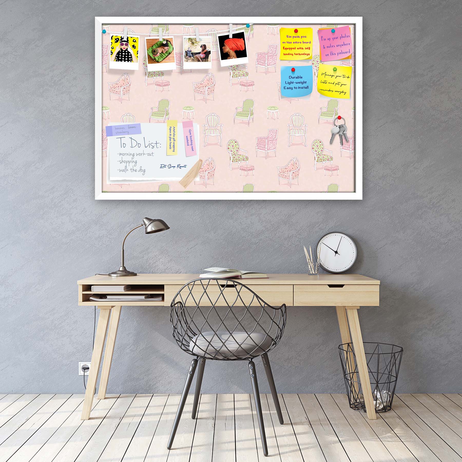 Antique Armchairs Bulletin Board Notice Pin Board Soft Board | Framed