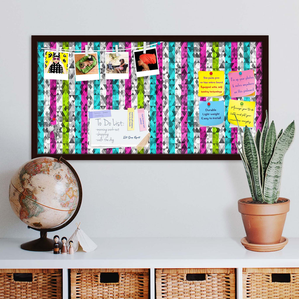 Color Triangles Bulletin Board Notice Pin Board Soft Board | Framed