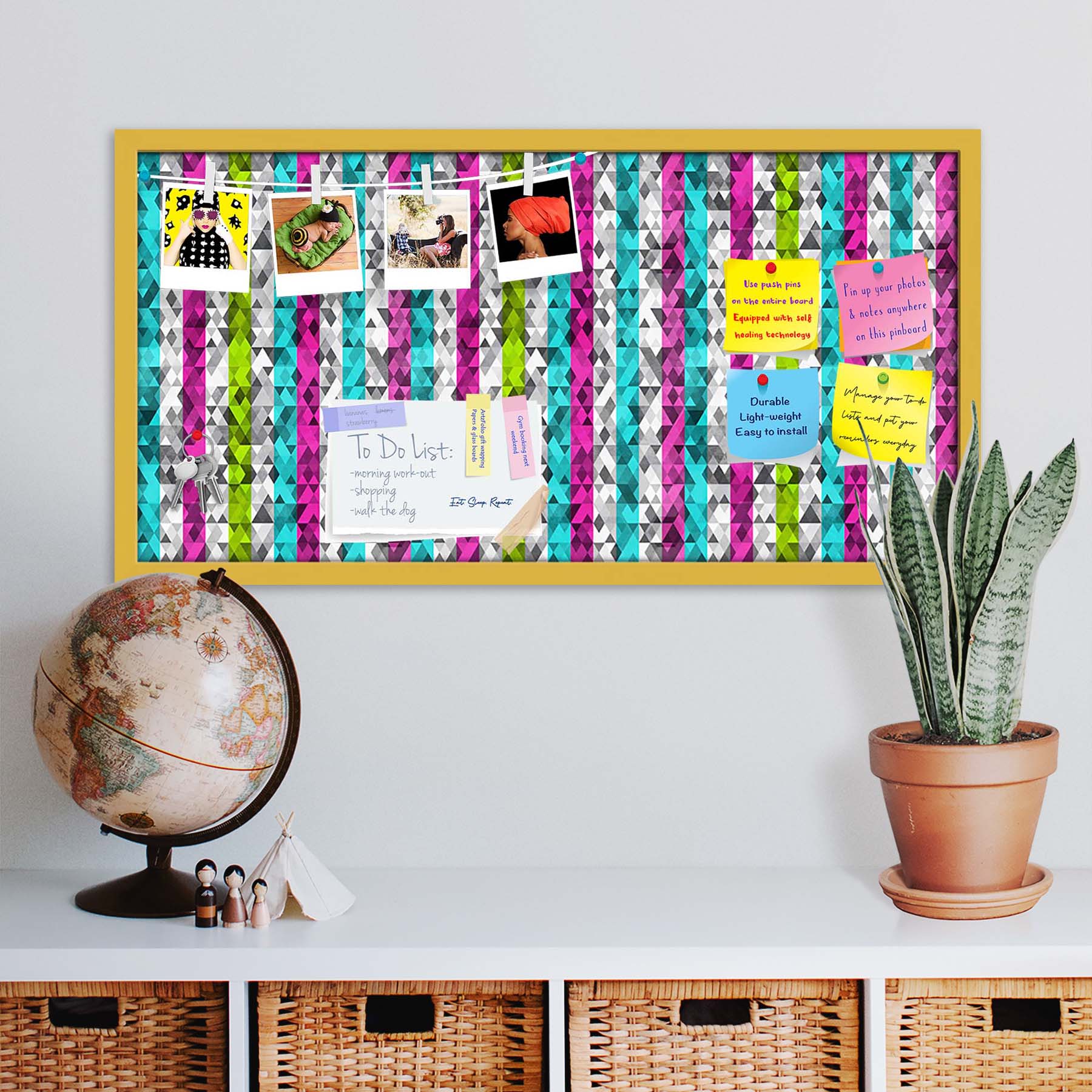 Color Triangles Bulletin Board Notice Pin Board Soft Board | Framed