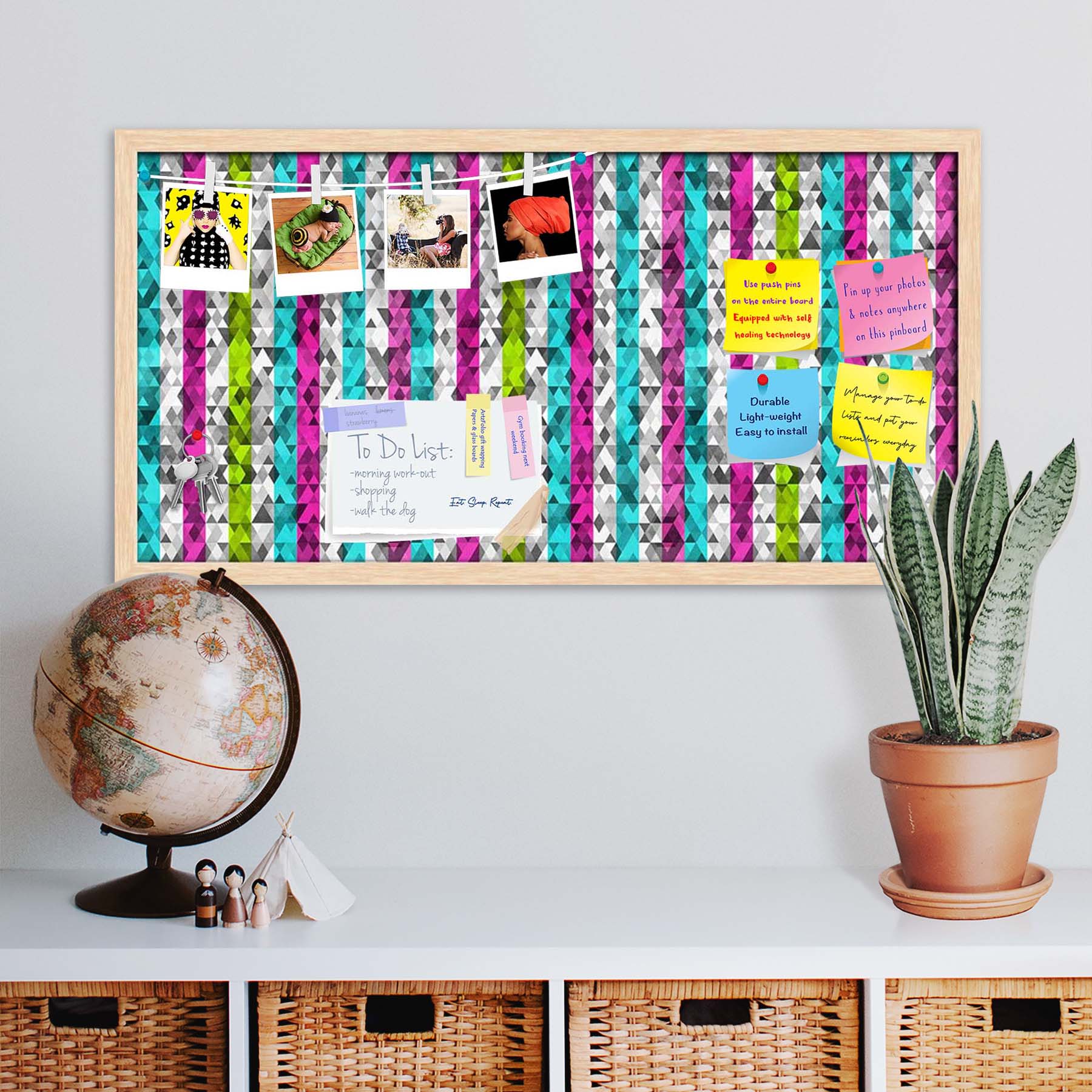 Color Triangles Bulletin Board Notice Pin Board Soft Board | Framed