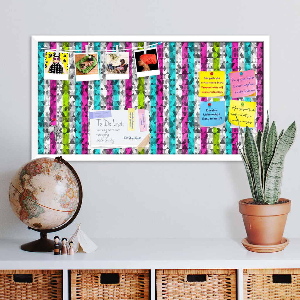 Color Triangles Bulletin Board Notice Pin Board Soft Board | Framed