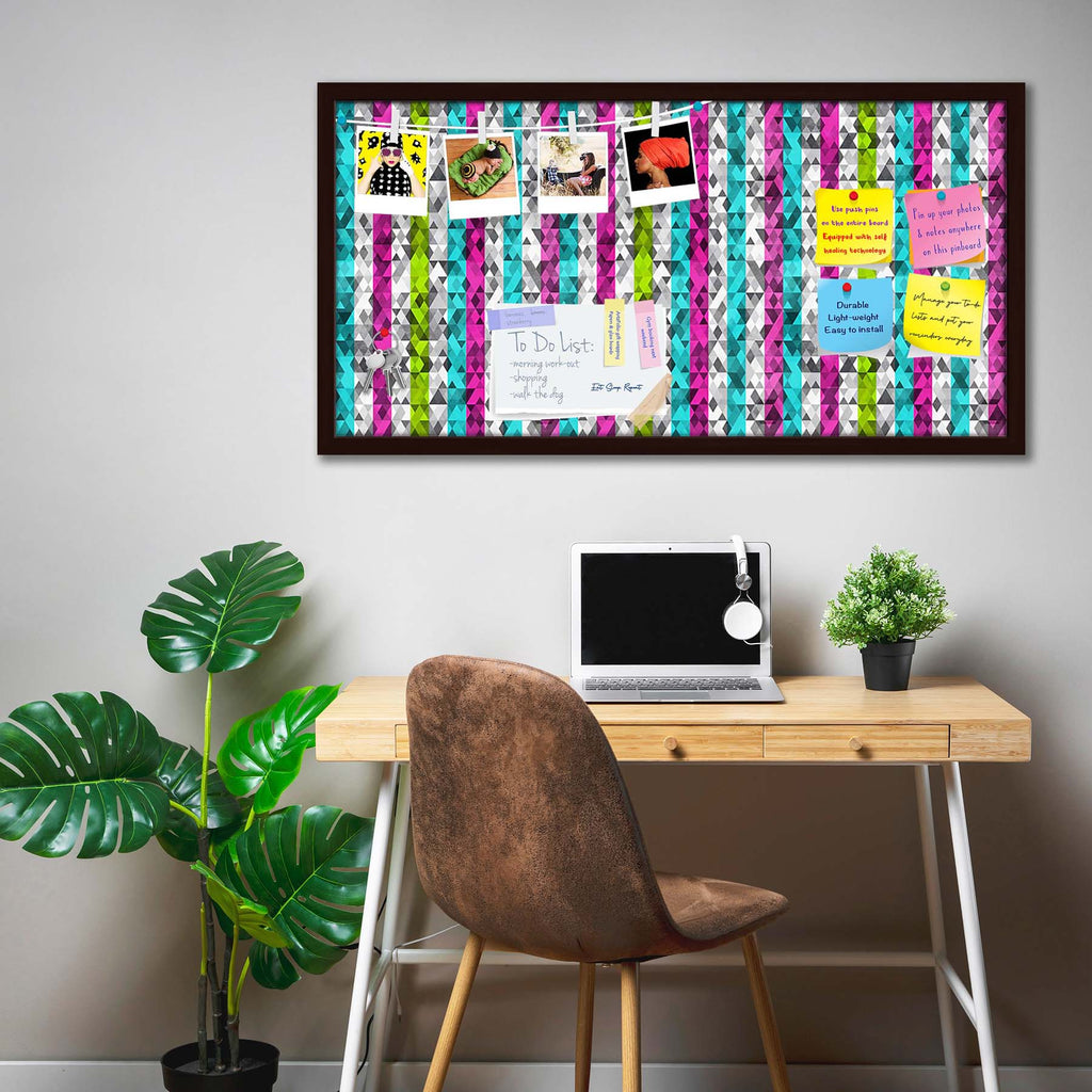 Color Triangles Bulletin Board Notice Pin Board Soft Board | Framed