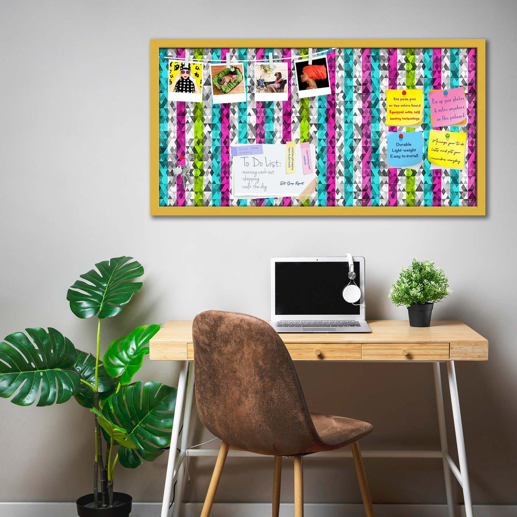 Color Triangles Bulletin Board Notice Pin Board Soft Board | Framed