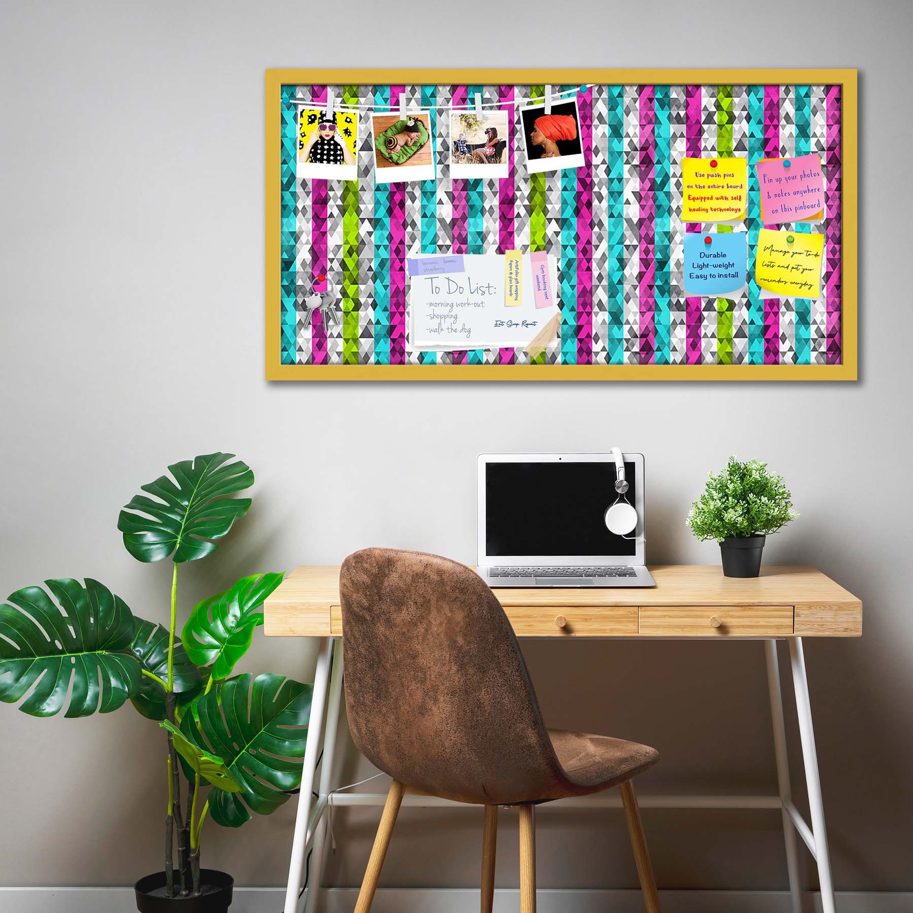 Color Triangles Bulletin Board Notice Pin Board Soft Board | Framed